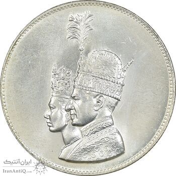 مدال یادبود نقره جشن تاجگذاری 1346 - MS64 - محمد رضا شاه