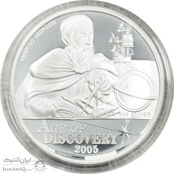 مدال 1 دلار آمریگو وسپوچی 2005 - الیزابت دوم- PF70 - جزایر کوک