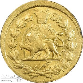 سکه طلا 5000 دینار 1318 خطی - MS61 - مظفرالدین شاه