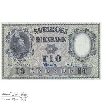 اسکناس 10 کرون 1957 گوستاو آدولف ششم - تک - UNC63 - سوئد