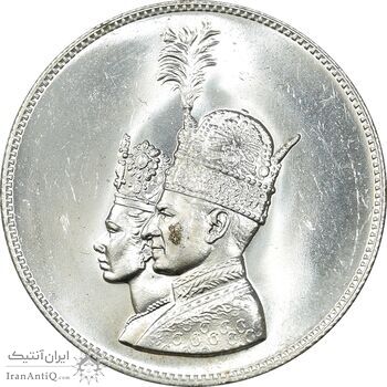 مدال نقره جشن تاجگذاری 1346 - MS63 - محمد رضا شاه