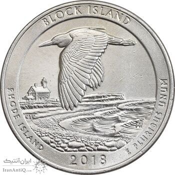 سکه کوارتر دلار 2018D پناهگاه ملی حیات وحش بلاک آیلند - AU - آمریکا