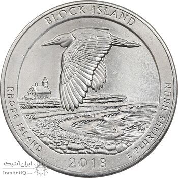 سکه کوارتر دلار 2018P پناهگاه ملی حیات وحش بلاک آیلند - AU - آمریکا