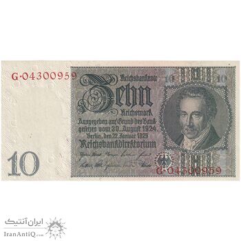 اسکناس 10 مارک 1929 جمهوری وایمار - تک - UNC65 - آلمان