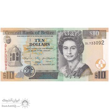 اسکناس 10 دلار 2011 الیزابت دوم - تک - UNC64 - بلیز