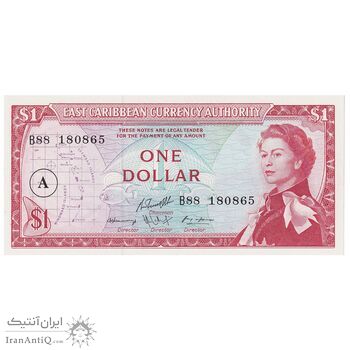 اسکناس 1 دلار بدون تاریخ (1965) الیزابت دوم - تک - UNC64 - حوزه کارائیب شرقی