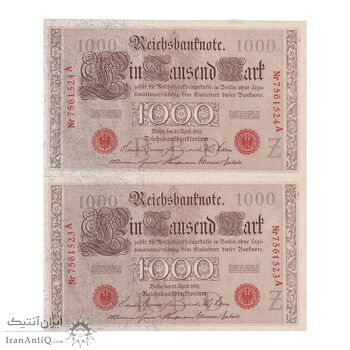 اسکناس 1000 مارک 1910 ویلیام دوم - جفت - UNC64 - آلمان