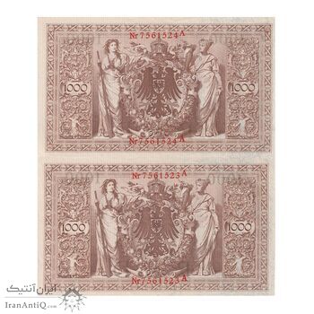 اسکناس 1000 مارک 1910 ویلیام دوم - جفت - UNC64 - آلمان