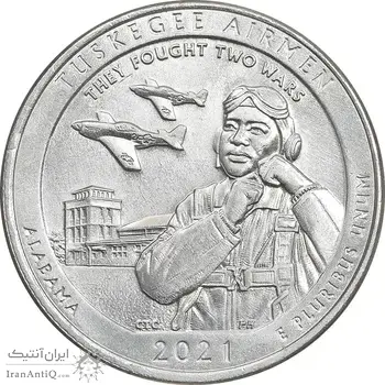 سکه کوارتر دلار 2021P هوانوردان توسکگی - AU - آمریکا