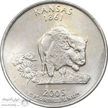سکه کوارتر دلار 2005P ایالتی - کانزاس - AU58 - آمریکا