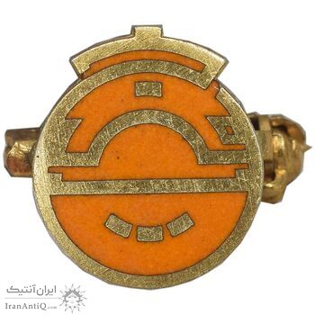 سنجاق سینه با لعاب نارنجی و نقوش هندسی - AU