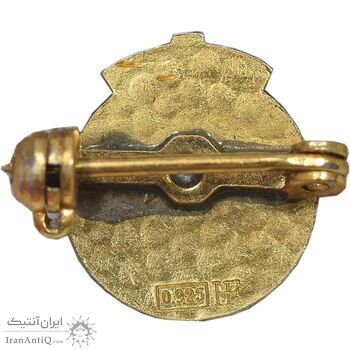 سنجاق سینه با لعاب نارنجی و نقوش هندسی - AU