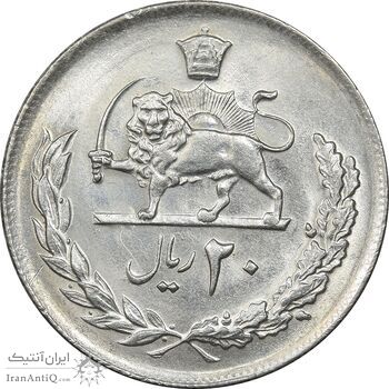سکه 20 ریال 1357 - MS63 - محمد رضا شاه