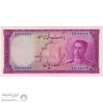 اسکناس 100 ریال سری سوم - تک - AU58 - محمد رضا شاه