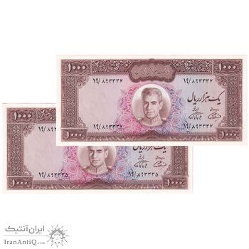 اسکناس 1000 ریال (آموزگار - فرمان فرماییان) - جفت - UNC64 - محمد رضا شاه