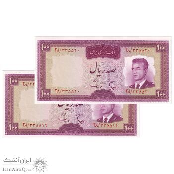 اسکناس 100 ریال (هویدا - سمیعی) - جفت - UNC64 - محمد رضا شاه