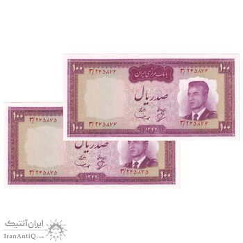 اسکناس 100 ریال 1342 - جفت - UNC63 - محمد رضا شاه