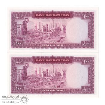 اسکناس 100 ریال 1342 - جفت - UNC63 - محمد رضا شاه
