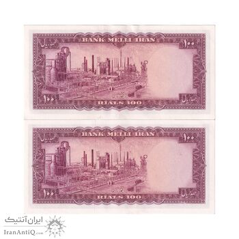 اسکناس 100 ریال 1333 - جفت - UNC62 - محمد رضا شاه