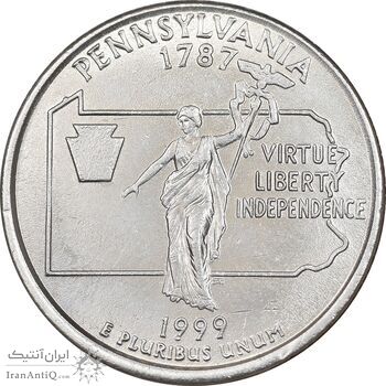 سکه کوارتر دلار 1999P ایالتی - پنسیلوانیا - AU58 - آمریکا
