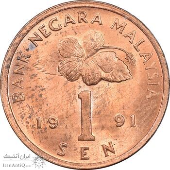 سکه 1 سن 1991 پادشاهی انتخابی - MS63 - مالزی