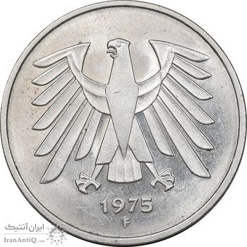 سکه 5 مارک 1975F جمهوری فدرال - MS62 - آلمان
