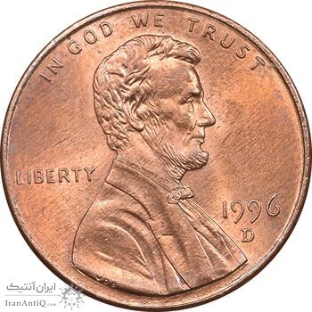 سکه 1 سنت 1996D لینکلن - MS63 - آمریکا
