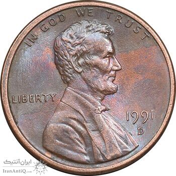 سکه 1 سنت 1991D لینکلن - AU55 - آمریکا