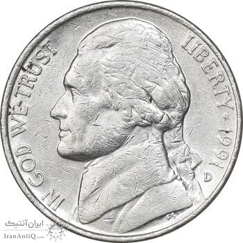 سکه 5 سنت 1991D جفرسون - AU55 - آمریکا