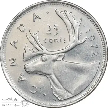 سکه 25 سنت 1972 الیزابت دوم - AU50 - کانادا