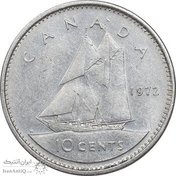سکه 10 سنت 1972 الیزابت دوم - AU50 - کانادا