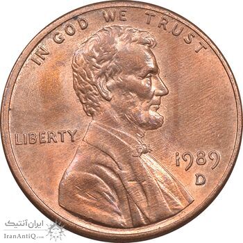 سکه 1 سنت 1989D لینکلن - MS62 - آمریکا