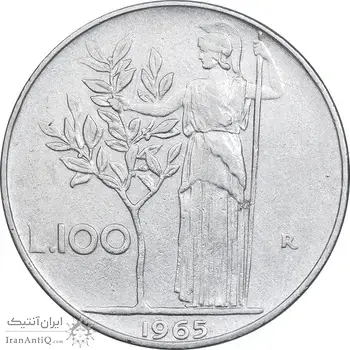سکه 100 لیره 1965 جمهوری - EF45 - ایتالیا