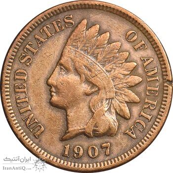 سکه 1 سنت 1907 سرخپوستی - EF45 - آمریکا