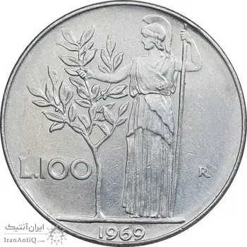 سکه 100 لیره 1969 جمهوری - EF45 - ایتالیا