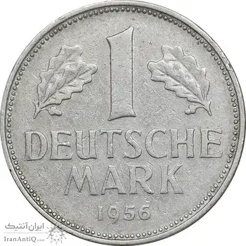 سکه 1 مارک 1956D جمهوری فدرال - EF45 - آلمان