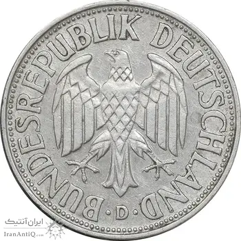 سکه 1 مارک 1956D جمهوری فدرال - EF45 - آلمان