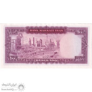 اسکناس 100 ریال (آموزگار - سمیعی) نوشته سیاه - تک - UNC62 - محمد رضا شاه