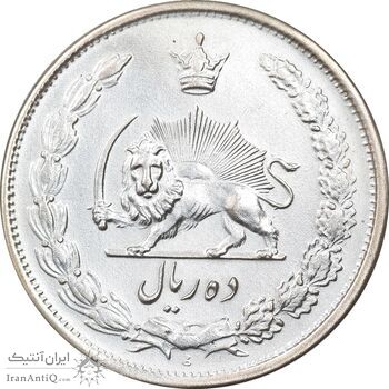 سکه 10 ریال 1323 - AU58 - محمد رضا شاه سکه 10 ریال 1323 - AU58 - محمد رضا شاه