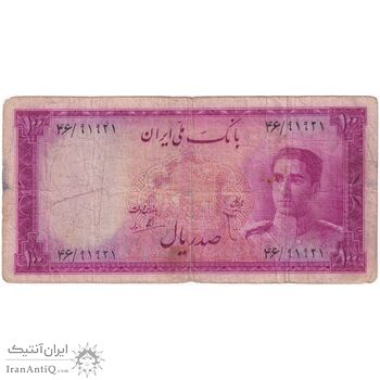 اسکناس 100 ریال سری سوم - تک - F15 - محمد رضا شاه