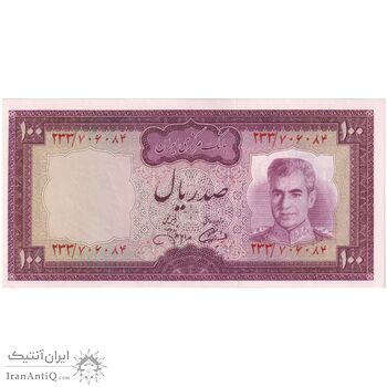 اسکناس 100 ریال (آموزگار - جهانشاهی) - تک - UNC63 - محمد رضا شاه