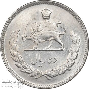 سکه 10 ریال 1348 - MS62 - محمد رضا شاه