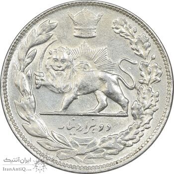 سکه 2000 دینار 1306 تصویری - ضرب تهران - MS61 - رضا شاه