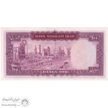 اسکناس 100 ریال (آموزگار - جهانشاهی) - تک - UNC63 - محمد رضا شاه