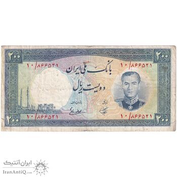 اسکناس 200 ریال 1337 - تک - F15 - محمد رضا شاه اسکناس 200 ریال 1337 - تک - F15 - محمد رضا شاه