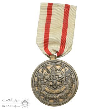 مدال پیش آهنگی (آماده باش) با روبان فابریک - EF - محمد رضا شاه