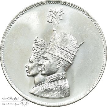 مدال نقره جشن تاجگذاری 1346 - MS64 - محمد رضا شاه