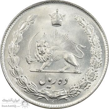 سکه 10 ریال 1343 - نازک - MS64 - محمد رضا شاه