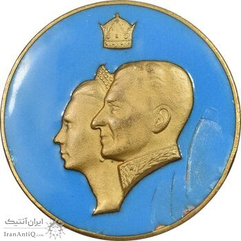 مدال یادبود بیست و پنجمین سده شاهنشاهی 1350 - با مینا - EF - محمد رضا شاه