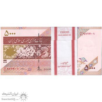 بسته اسکناس 5000 ریال امام (طیب نیا - سیف) - نوار 5000 ریال - UNC - جمهوری اسلامی